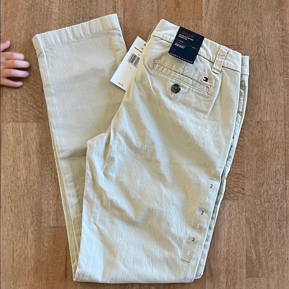 Tommy Hilfiger Women's Beige Straight Leg Chino Pants
